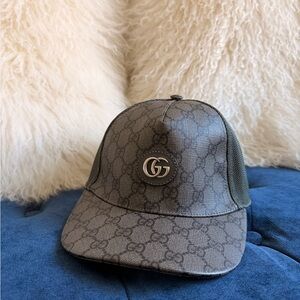 Gucci GG Monogram Snapback Cap in Charcoal
